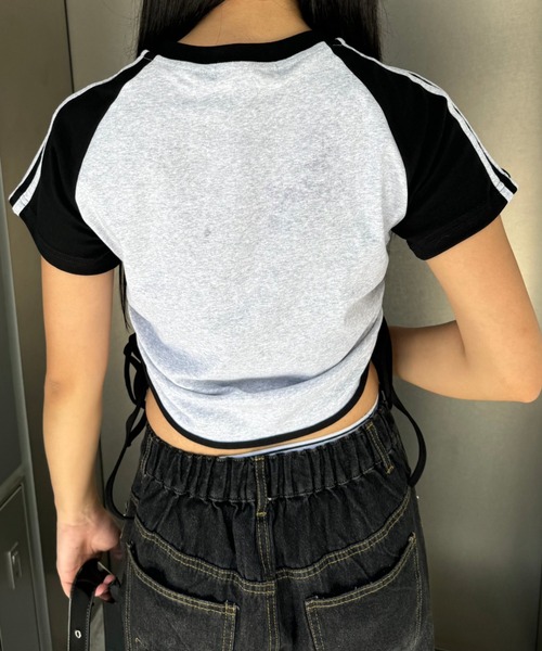 クロップドフックデザインTシャツ（Tシャツ/カットソー）｜KsG