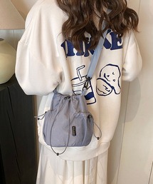 紐締め バケット型 ショルダーバッグ