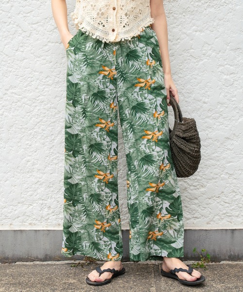 anap mimpi（アナップミンピ）の「ボタニカル柄 レーヨン ワイド パンツ【セットアップ着用可（その他パンツ・レディース・ブラック/グリーン・FREE）」の7枚目の写真