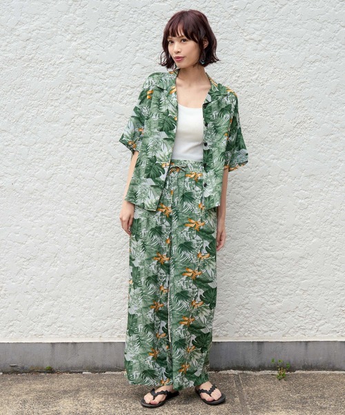 anap mimpi（アナップミンピ）の「ボタニカル柄 レーヨン ワイド パンツ【セットアップ着用可（その他パンツ・レディース・ブラック/グリーン・FREE）」の10枚目の写真