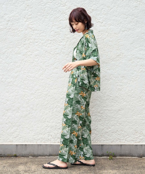 anap mimpi（アナップミンピ）の「ボタニカル柄 レーヨン ワイド パンツ【セットアップ着用可（その他パンツ・レディース・ブラック/グリーン・FREE）」の12枚目の写真