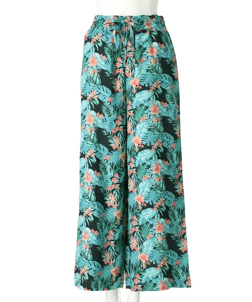 ボタニカル柄 レーヨン ワイド パンツ【セットアップ着用可