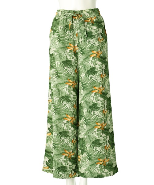 ボタニカル柄 セットアップ 半袖シャツ ワイドパンツ 新品 セットアップ XL ワイドパンツ ボタニカル柄 Tシャツ