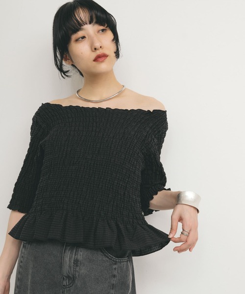 KBF（ケイビーエフ）の「コンパクトシャーリングブラウス（シャツ/ブラウス・レディース・アイボリー/ブラック/イエロー・ONE）」の12枚目の写真