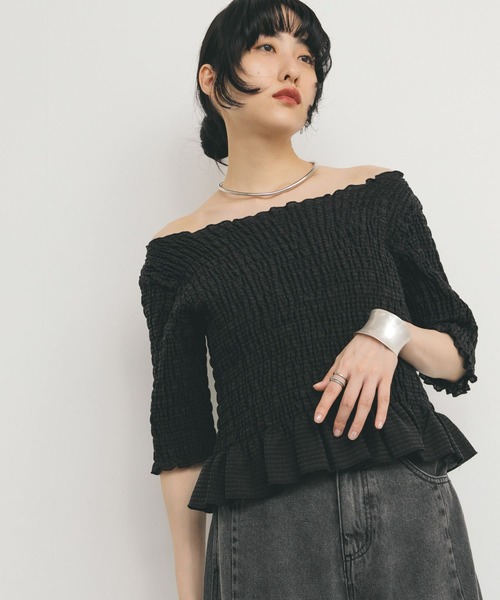 KBF（ケイビーエフ）の「コンパクトシャーリングブラウス（シャツ/ブラウス・レディース・アイボリー/ブラック/イエロー・ONE）」の13枚目の写真