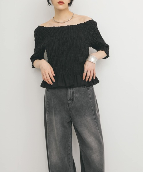 KBF（ケイビーエフ）の「コンパクトシャーリングブラウス（シャツ/ブラウス・レディース・アイボリー/ブラック/イエロー・ONE）」の16枚目の写真