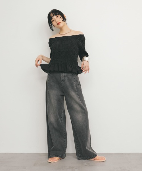 KBF（ケイビーエフ）の「コンパクトシャーリングブラウス（シャツ/ブラウス・レディース・アイボリー/ブラック/イエロー・ONE）」の17枚目の写真