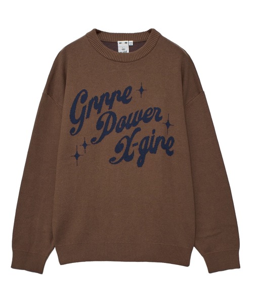 X-girl(エックスガール)の「GIRL POWER LOGO JACQUARD KNIT TOP(ニット/セーター・レディース・ブラック/ブラウン/オリーブ・ONE SIZE)」の3枚目の写真