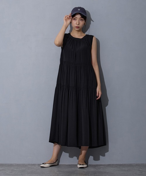 NICOLE white（ニコルホワイト）の「ティーアードワンピース（ワンピース・レディース・ブルー/ブラック/オリーブ・FREE）」の9枚目の写真