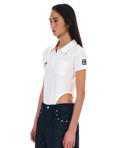 BEEDEN（ビーデン）の「POLO BODYSUITS（シャツ/ブラウス・レディース・ネイビー/ホワイト・FREE）」の4枚目の写真