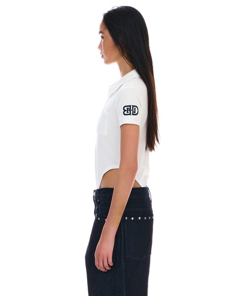 BEEDEN（ビーデン）の「POLO BODYSUITS（シャツ/ブラウス・レディース・ネイビー/ホワイト・FREE）」の5枚目の写真