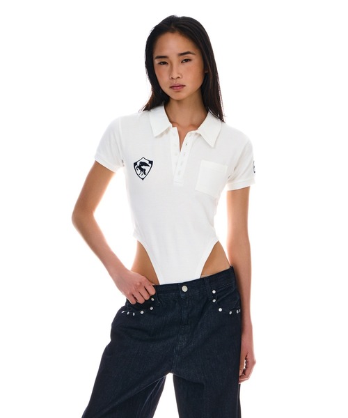 BEEDEN（ビーデン）の「POLO BODYSUITS（シャツ/ブラウス・レディース・ネイビー/ホワイト・FREE）」の19枚目の写真