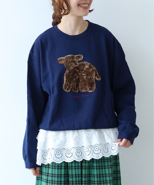 bulle de savon 30/10 コーマ裏毛 子ひつじ刺繍 スウェット 30/10 コーマ裏毛 子ひつじ刺繍 スウェット（スウェット）｜bulle de