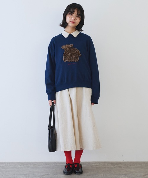 bulle de savon 30/10 コーマ裏毛 子ひつじ刺繍 スウェット bulle de savon トレーナー スウェット 30/10 コーマ裏毛 子