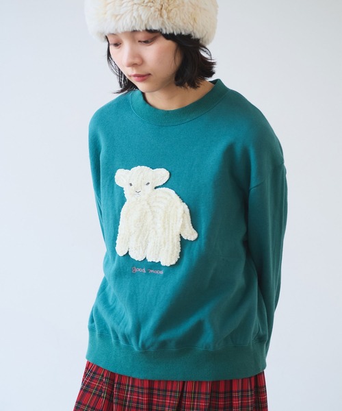 bulle de savon 30/10 コーマ裏毛 子ひつじ刺繍 スウェット 30/10 コーマ裏毛 子ひつじ刺繍 スウェット（スウェット）｜bulle de