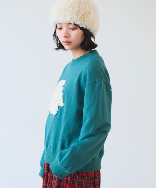 bulle de savon 30/10 コーマ裏毛 子ひつじ刺繍 スウェット 30/10 コーマ裏毛 子ひつじ刺繍 スウェット（スウェット）｜bulle de