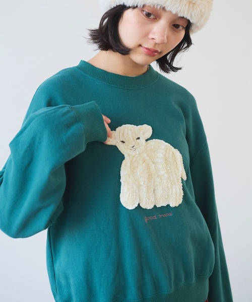 bulle de savon 30/10 コーマ裏毛 子ひつじ刺繍 スウェット 30/10 コーマ裏毛 子ひつじ刺繍 スウェット（スウェット）｜bulle de