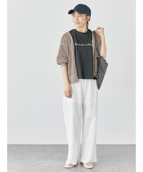 Lugnoncure（ルノンキュール）の「透かし編みVネックカーディガン（カーディガン/ボレロ・レディース・ブラック/オフホワイト/ベージュ・F）」の10枚目の写真