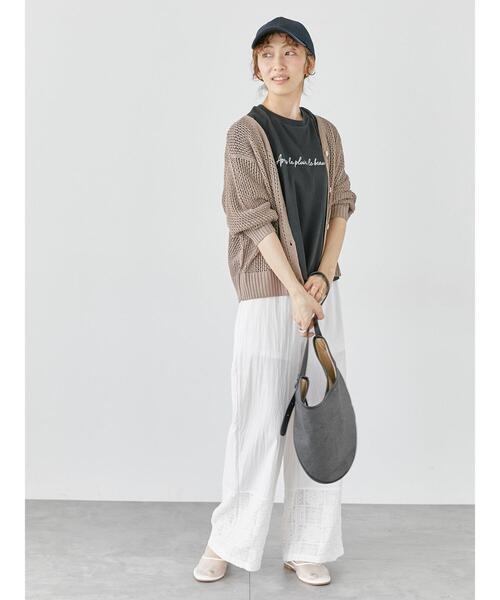 Lugnoncure（ルノンキュール）の「透かし編みVネックカーディガン（カーディガン/ボレロ・レディース・ブラック/オフホワイト/ベージュ・F）」の11枚目の写真