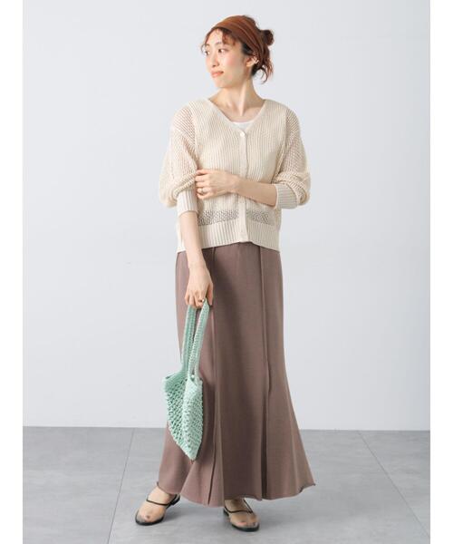 Lugnoncure（ルノンキュール）の「透かし編みVネックカーディガン（カーディガン/ボレロ・レディース・ブラック/オフホワイト/ベージュ・F）」の13枚目の写真