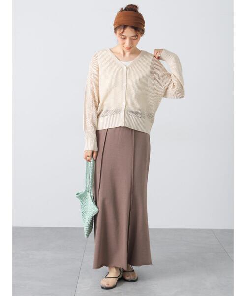 Lugnoncure（ルノンキュール）の「透かし編みVネックカーディガン（カーディガン/ボレロ・レディース・ブラック/オフホワイト/ベージュ・F）」の14枚目の写真