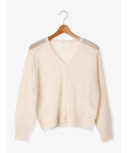 Lugnoncure（ルノンキュール）の「透かし編みVネックカーディガン（カーディガン/ボレロ・レディース・ブラック/オフホワイト/ベージュ・F）」の16枚目の写真