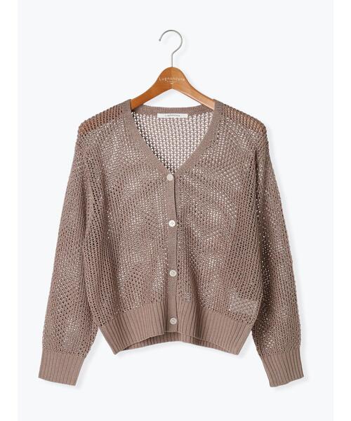 Lugnoncure（ルノンキュール）の「透かし編みVネックカーディガン（カーディガン/ボレロ・レディース・ブラック/オフホワイト/ベージュ・F）」の18枚目の写真