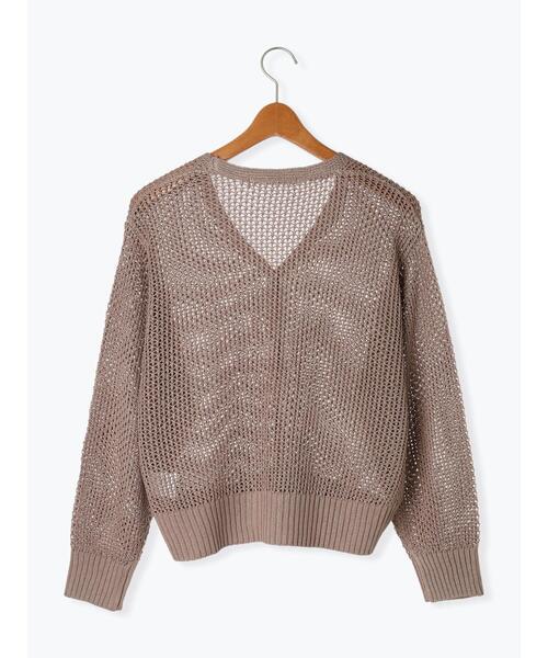 Lugnoncure（ルノンキュール）の「透かし編みVネックカーディガン（カーディガン/ボレロ・レディース・ブラック/オフホワイト/ベージュ・F）」の19枚目の写真