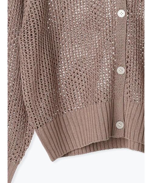 Lugnoncure（ルノンキュール）の「透かし編みVネックカーディガン（カーディガン/ボレロ・レディース・ブラック/オフホワイト/ベージュ・F）」の4枚目の写真