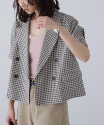 ◆袖コクーンダブルブレストハーフジャケット