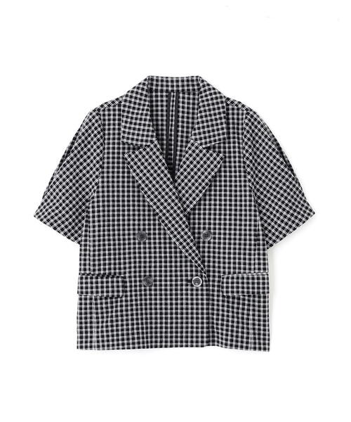 セール】◇袖コクーンダブルブレストハーフジャケット