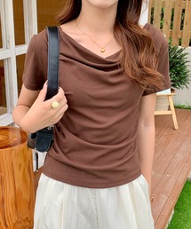 everycoco（エブリーココ）の「2WAYドレープ半袖Tシャツ（Tシャツ/カットソー）」