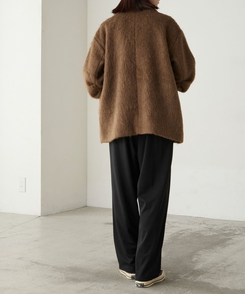 BONLECILL(ボンルシール)の「シャギーメルトンカーブスリーブテーラードジャケット/コート(テーラードジャケット・レディース・チャコールグレー/モカ/ネイビー・FREE)」の19枚目の写真