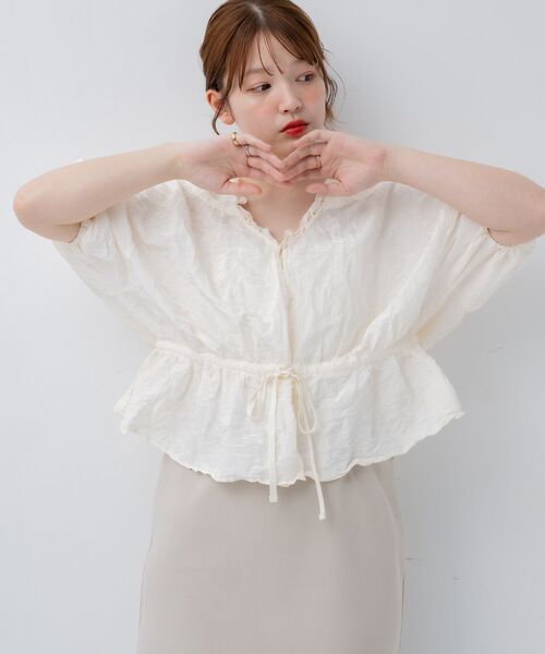 kivi（キヴィ）の「wrinkles blouse（シャツ/ブラウス・レディース・ブラック/ナチュラル/ピンク・FREE）」の8枚目の写真