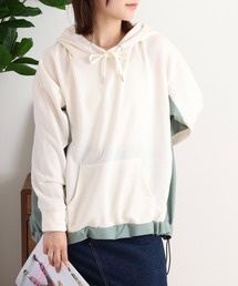 myke | myke TC裏毛×異素材 配色切替え裾ドロストパーカー(パーカー)