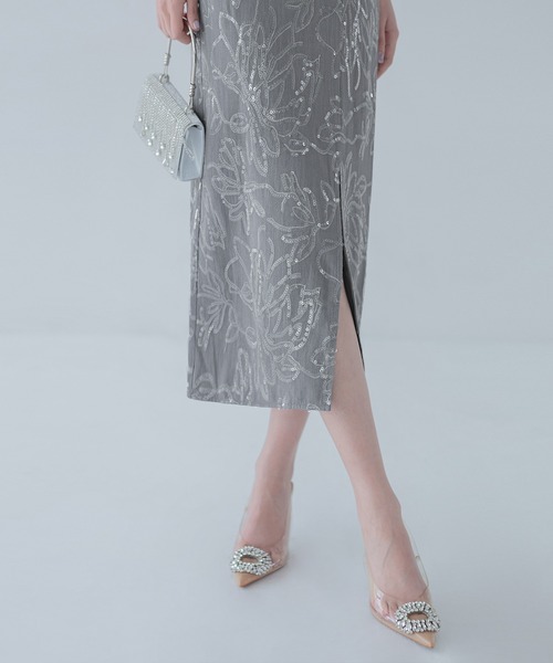 セール】【LEJA】ドットチュールフラワースパンコールIラインドレス