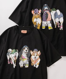 make a ray! | 【81】フロント&バック イヌネコ BIGレトロイラスト デザイン ヘビーウェイト オーバーサイズ Tシャツ/半袖Tシャツ(Tシャツ/カットソー)