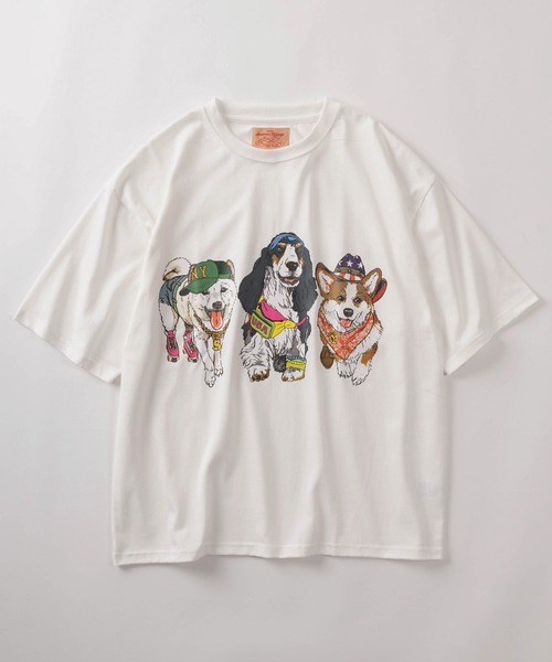 make a ray!（メイク ア レイ！）の「【81】フロント＆バック イヌネコ BIGレトロイラスト デザイン ヘビーウェイト オーバーサイズ Tシャツ/半袖Tシャツ（Tシャツ/カットソー・メンズ・ブラック/ブラック系その他/チャコールグレー/アッシュグレー/イエロー/ホワイト/ホワイト系その他・M/L/XL）」の10枚目の写真