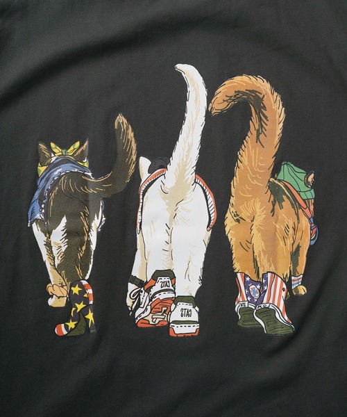 make a ray!（メイク ア レイ！）の「【81】フロント＆バック イヌネコ BIGレトロイラスト デザイン ヘビーウェイト オーバーサイズ Tシャツ/半袖Tシャツ（Tシャツ/カットソー・メンズ・ブラック/ブラック系その他/チャコールグレー/アッシュグレー/イエロー/ホワイト/ホワイト系その他・M/L/XL）」の16枚目の写真