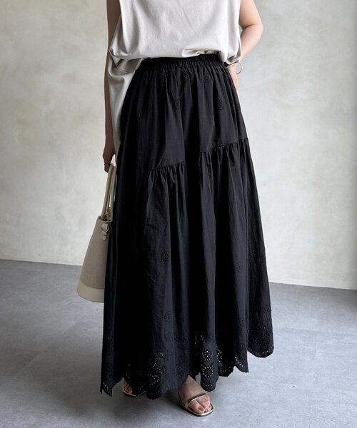 Chez toi(シェトワ)の「レーススカート(スカート・レディース・ブラック/ホワイト・FREE)」の2枚目の写真