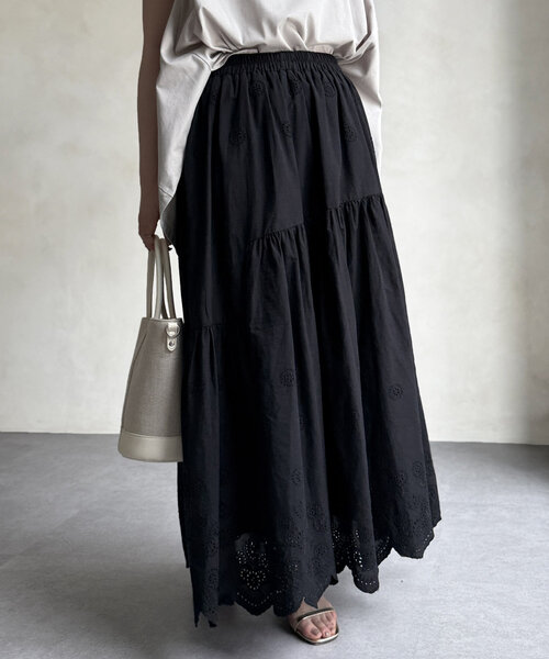 Chez toi(シェトワ)の「レーススカート(スカート・レディース・ブラック/ホワイト・FREE)」の9枚目の写真