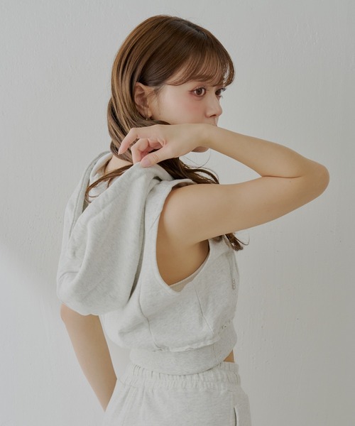 Chico（チコ）の「ノースリフードパーカー（Tシャツ/カットソー・レディース・グレー/オートミール/ホワイト・FREE）」の5枚目の写真