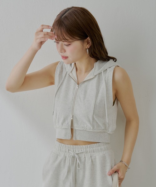 Chico（チコ）の「ノースリフードパーカー（Tシャツ/カットソー・レディース・グレー/オートミール/ホワイト・FREE）」の9枚目の写真