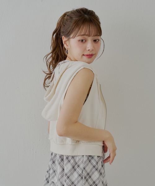 Chico（チコ）の「ノースリフードパーカー（Tシャツ/カットソー・レディース・グレー/オートミール/ホワイト・FREE）」の14枚目の写真