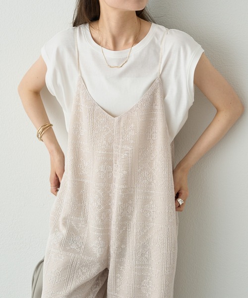メッシュクロス刺繍サロペット（サロペット/オーバーオール
