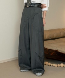soerte(\Ge)Wide straight curve tuck trousers /ChXg[gJ[u^bNgEU[(XbNX)