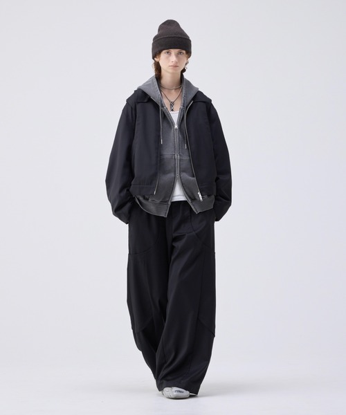 soerte（ソエルテ）の「Wide straight curve tuck trousers /ワイドストレートカーブタックトラウザー（スラックス・メンズ・ブラック/グレー/ボルドー・1/2/3）」の10枚目の写真