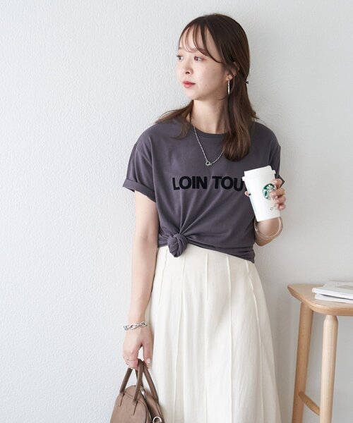 DISCOAT（ディスコート）の「シンプルロゴTシャツ（Tシャツ/カットソー・レディース・ホワイト/チャコールグレー/オフホワイト・FREE）」の7枚目の写真