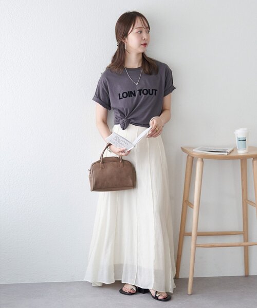 DISCOAT（ディスコート）の「シンプルロゴTシャツ（Tシャツ/カットソー・レディース・ホワイト/チャコールグレー/オフホワイト・FREE）」の9枚目の写真