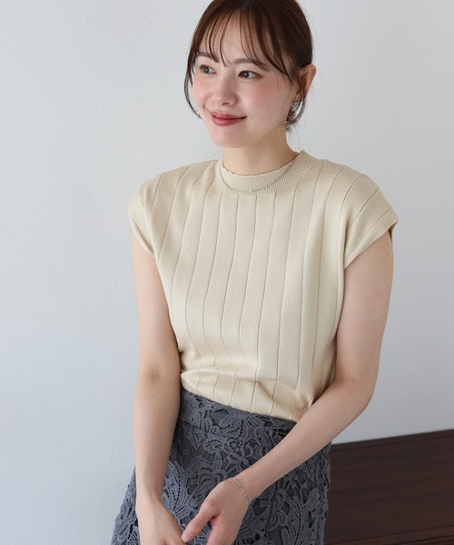 BLUEEAST（ブルーイースト）の「フレンチワイドリブニット（ニット/セーター・レディース・ピンク/グレー/ブラック/ベージュ・MEDIUM）」の6枚目の写真